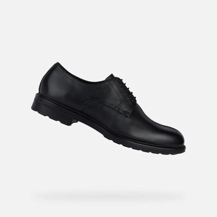 Man Geox Formal Shoes WALK PLEASURE Men039s Black Leather Shoes SS Black