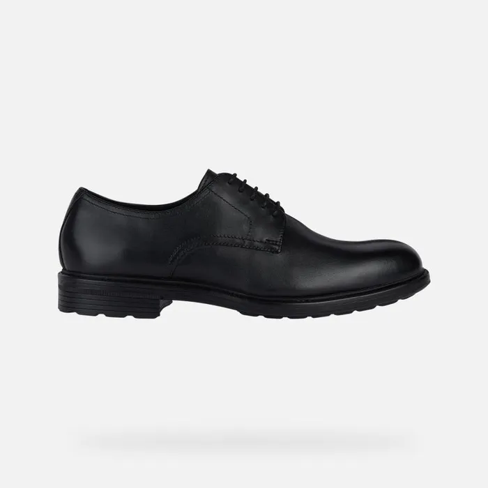Man Geox Formal Shoes WALK PLEASURE Men039s Black Leather Shoes SS Black