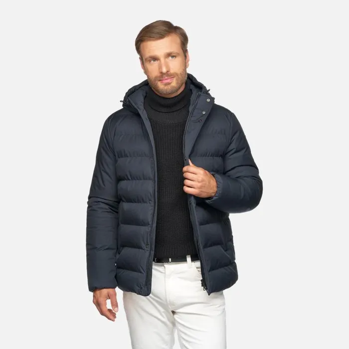 Man Geox Jackets SILE MAN Sky Captain Short Down Jacket Sky Captain