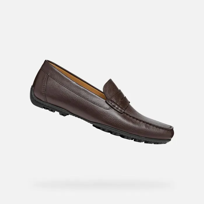 Man Geox Loafers KOSMOPOLIS GRIP W Leather Loafers Brown Man Geox Dark Brown