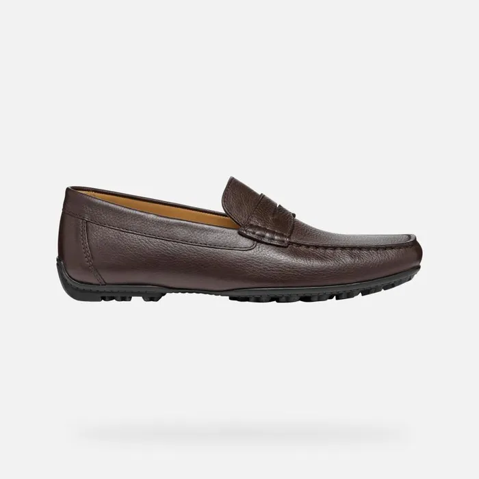 Man Geox Loafers KOSMOPOLIS GRIP W Leather Loafers Brown Man Geox Dark Brown
