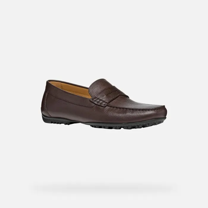 Man Geox Loafers KOSMOPOLIS GRIP W Leather Loafers Brown Man Geox Dark Brown