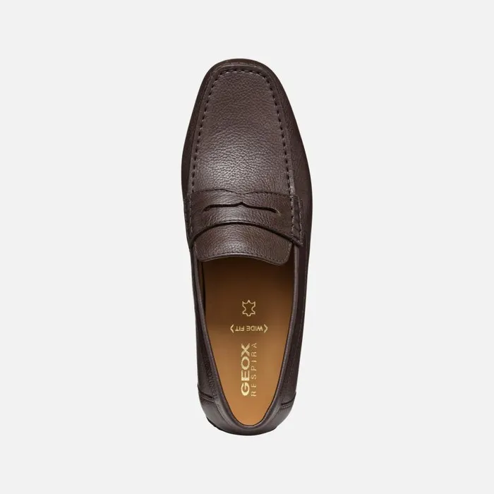 Man Geox Loafers KOSMOPOLIS GRIP W Leather Loafers Brown Man Geox Dark Brown