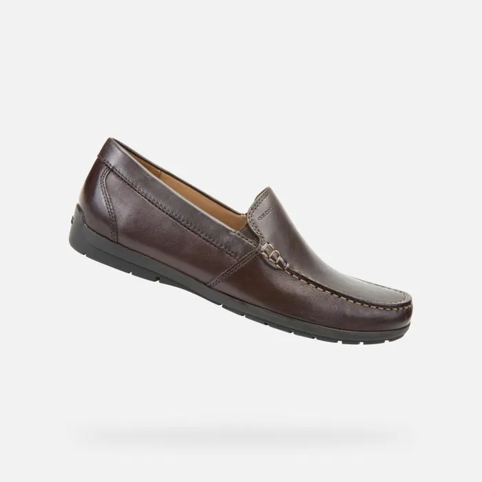 Man Geox Loafers SIRON W C Leather Loafers Brown Man Geox Brown