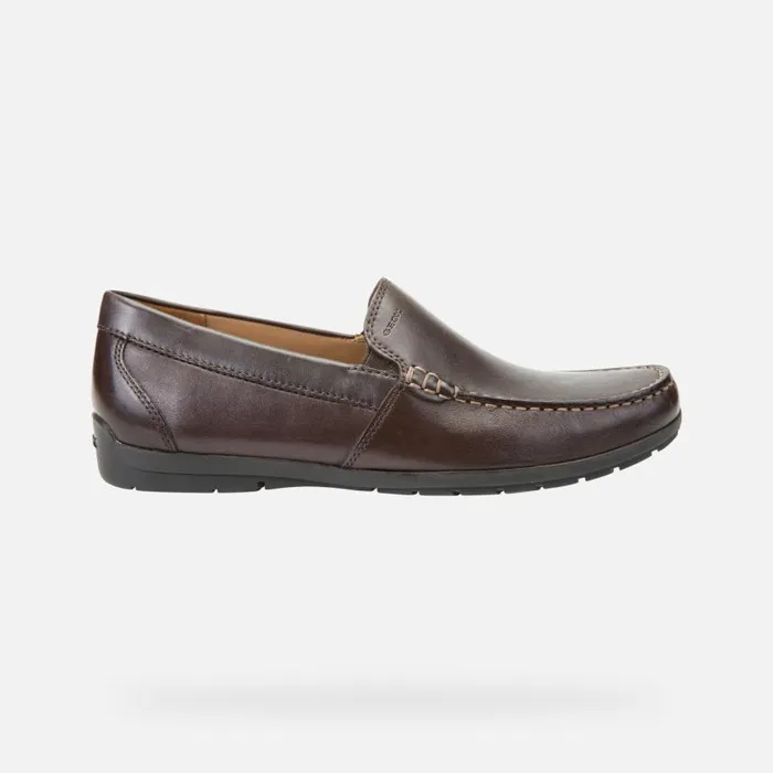 Man Geox Loafers SIRON W C Leather Loafers Brown Man Geox Brown