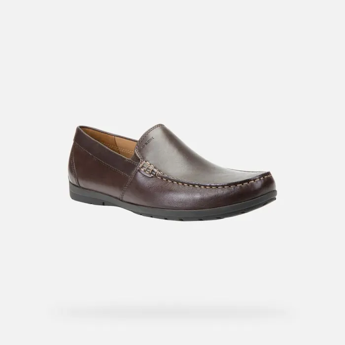 Man Geox Loafers SIRON W C Leather Loafers Brown Man Geox Brown