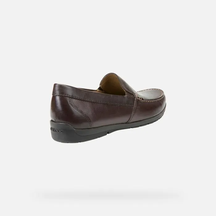 Man Geox Loafers SIRON W C Leather Loafers Brown Man Geox Brown