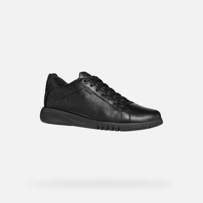 Man Geox Sneakers AERANTIS MAN Black Leather Shoes Black
