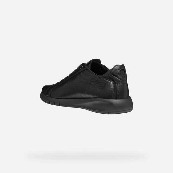 Man Geox Sneakers AERANTIS MAN Black Leather Shoes Black
