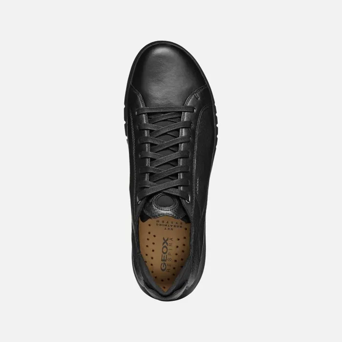 Man Geox Sneakers AERANTIS MAN Black Leather Shoes Black