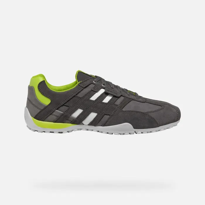 Man Geox Sneakers SNAKE MAN GraphiteLime Green Low Top Sneakers Graphitelime Green