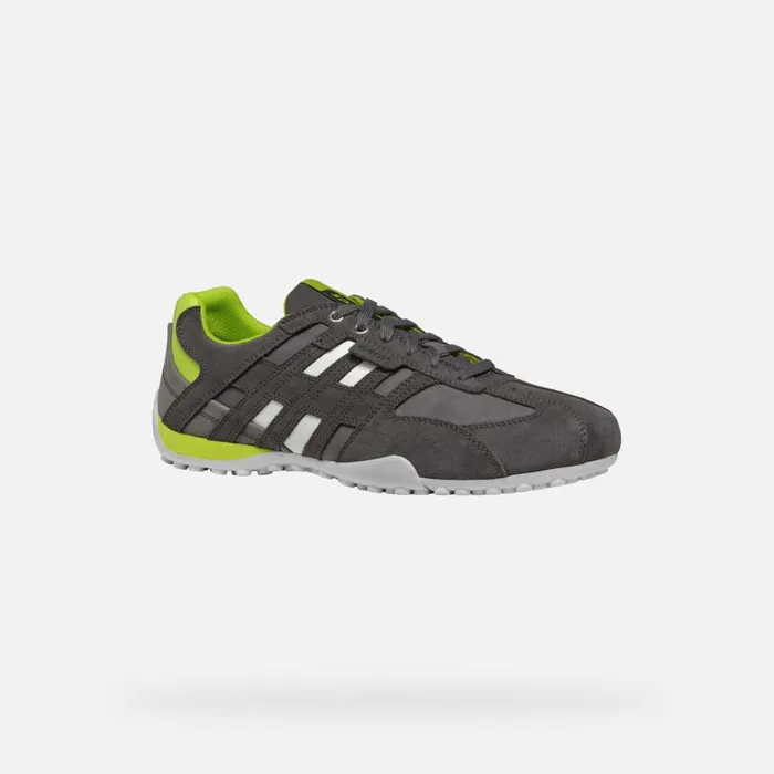 Man Geox Sneakers SNAKE MAN GraphiteLime Green Low Top Sneakers Graphitelime Green