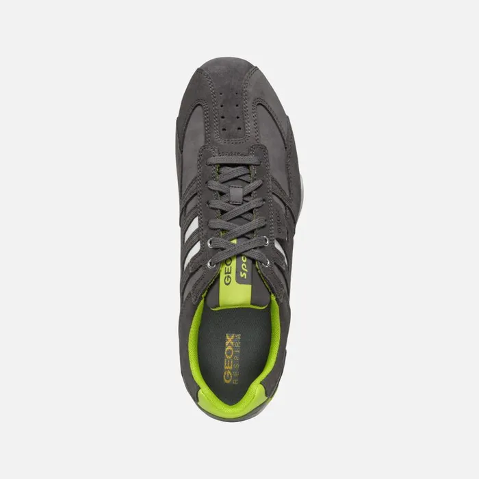 Man Geox Sneakers SNAKE MAN GraphiteLime Green Low Top Sneakers Graphitelime Green