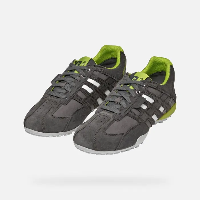 Man Geox Sneakers SNAKE MAN GraphiteLime Green Low Top Sneakers Graphitelime Green