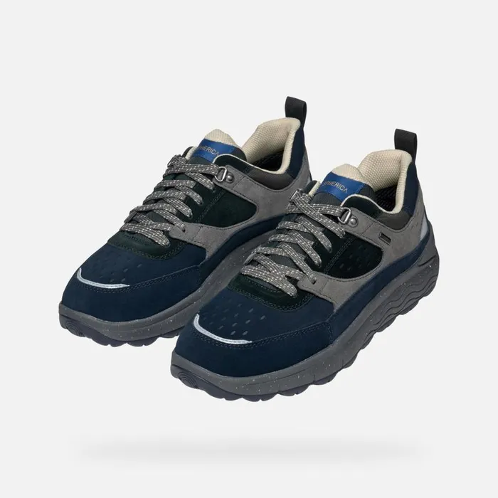 Man Geox Sneakers SPHERICA 4X4 ABX MAN NavyDark Grey Waterproof Trainers Navydark Grey