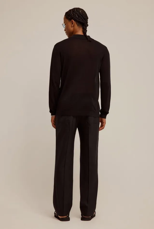 Man Venroy Pants Satin Panel Relaxed Wool Trouser