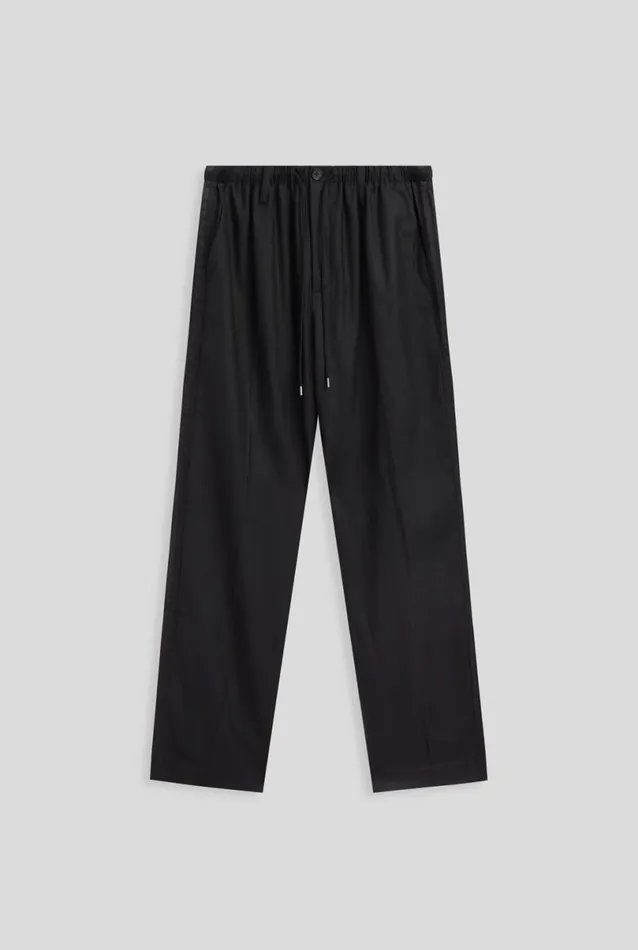 Man Venroy Pants Satin Panel Relaxed Wool Trouser