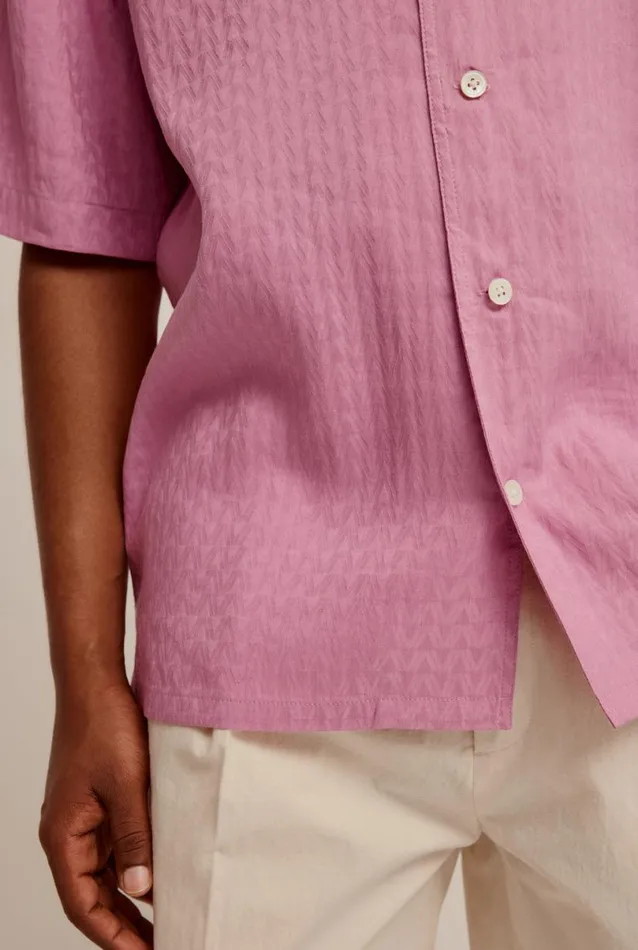 Man Venroy Shirts Jacquard V Monogram Silk Linen Shirt