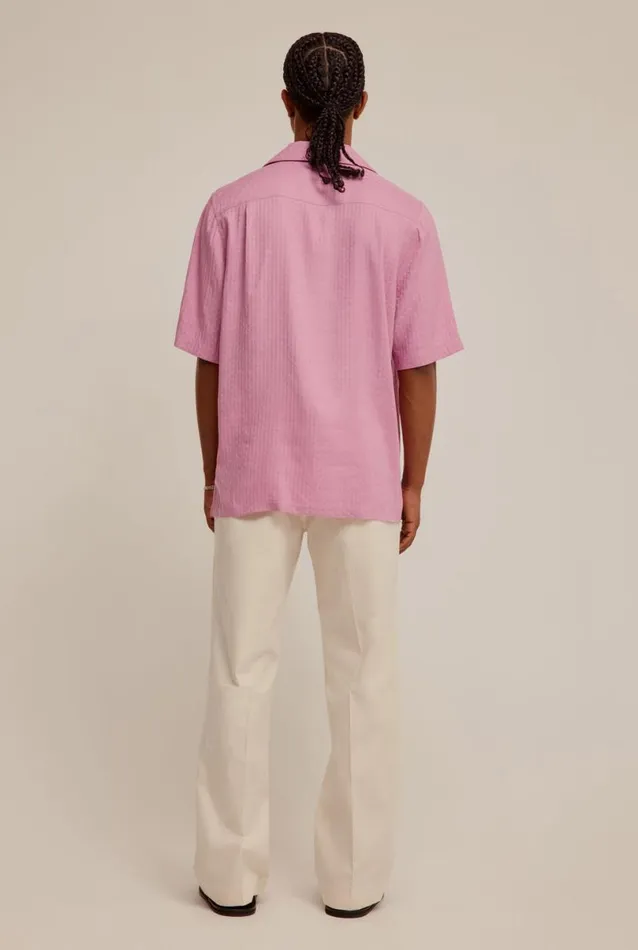 Man Venroy Shirts Jacquard V Monogram Silk Linen Shirt