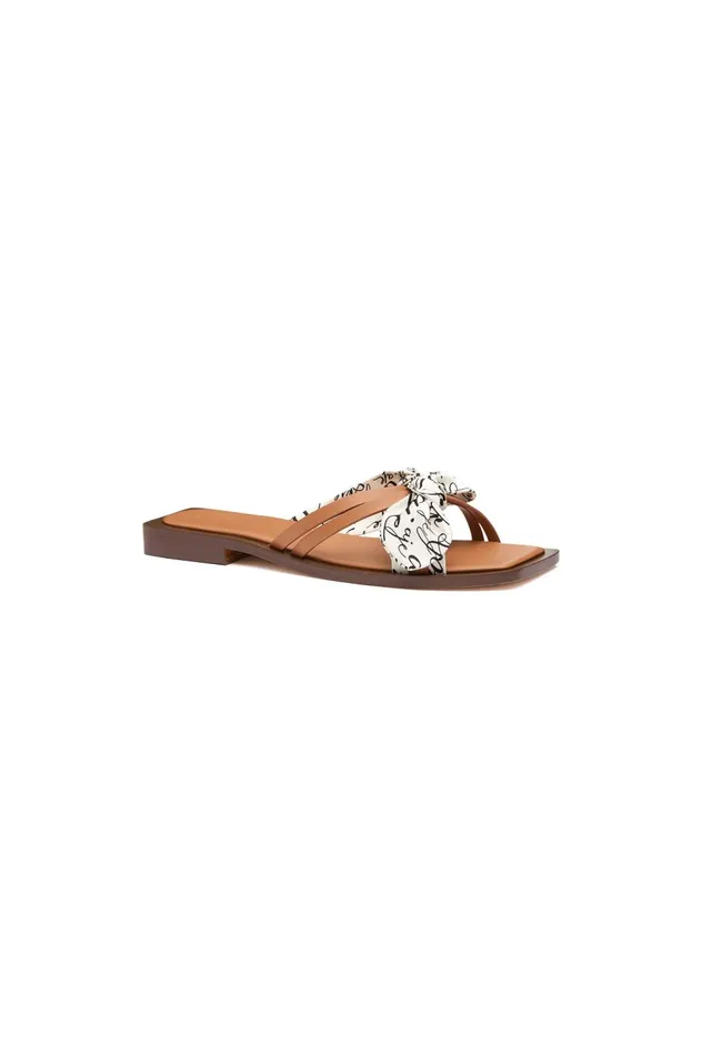 Maren Logo Tie Slide Ivorytan Women Aje Shoes