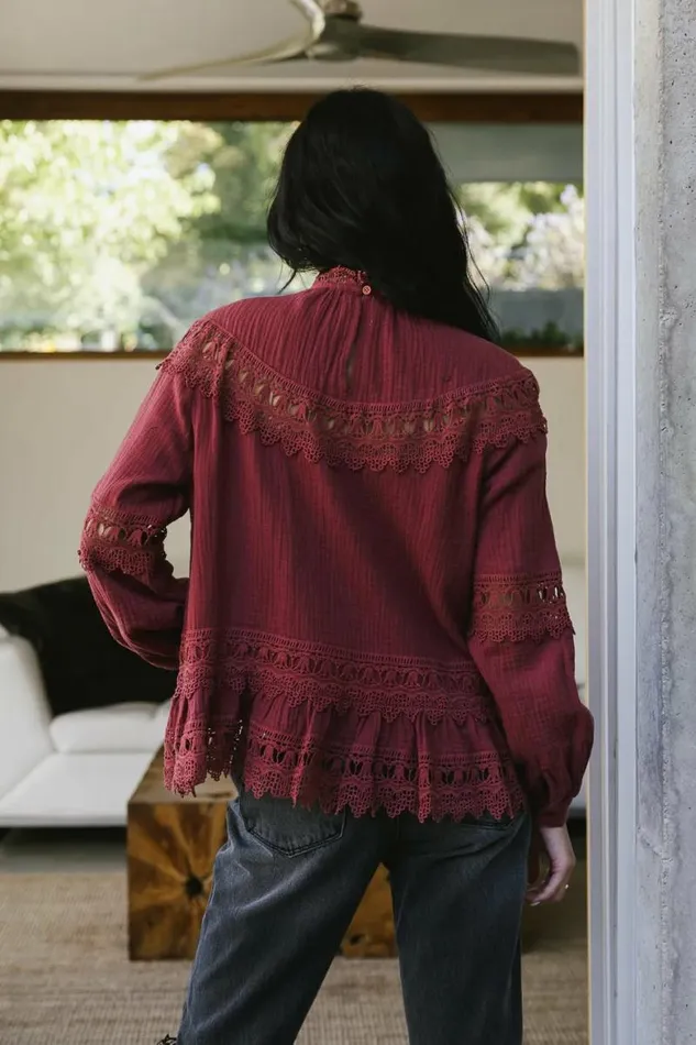 Marlowe Lace Top In Brick 8211 FINAL SALE Brick Women Bohme Tops