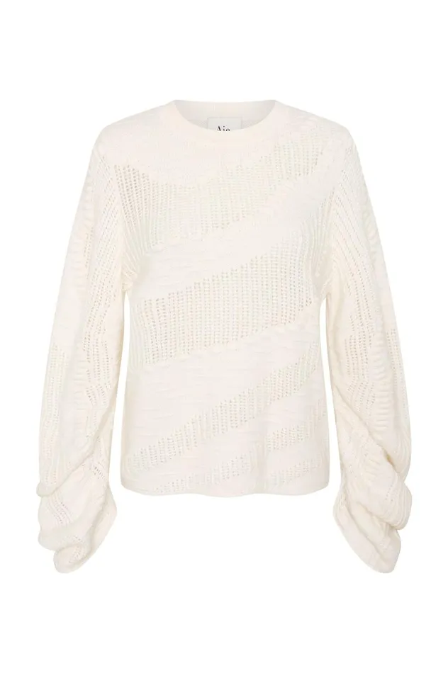 Matilda Landscape Knit Ivory Women Aje Knitwear 038 Jumpers