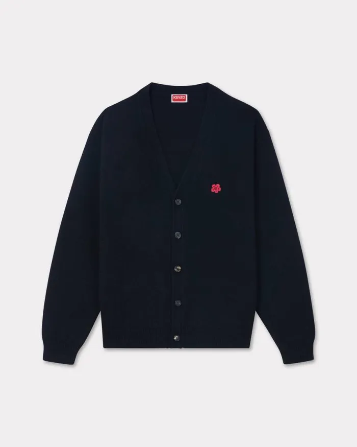 Men 039Boke Flower039 Embroidered Cardigan In Wool Black Kenzo Sweaters And Cardigans