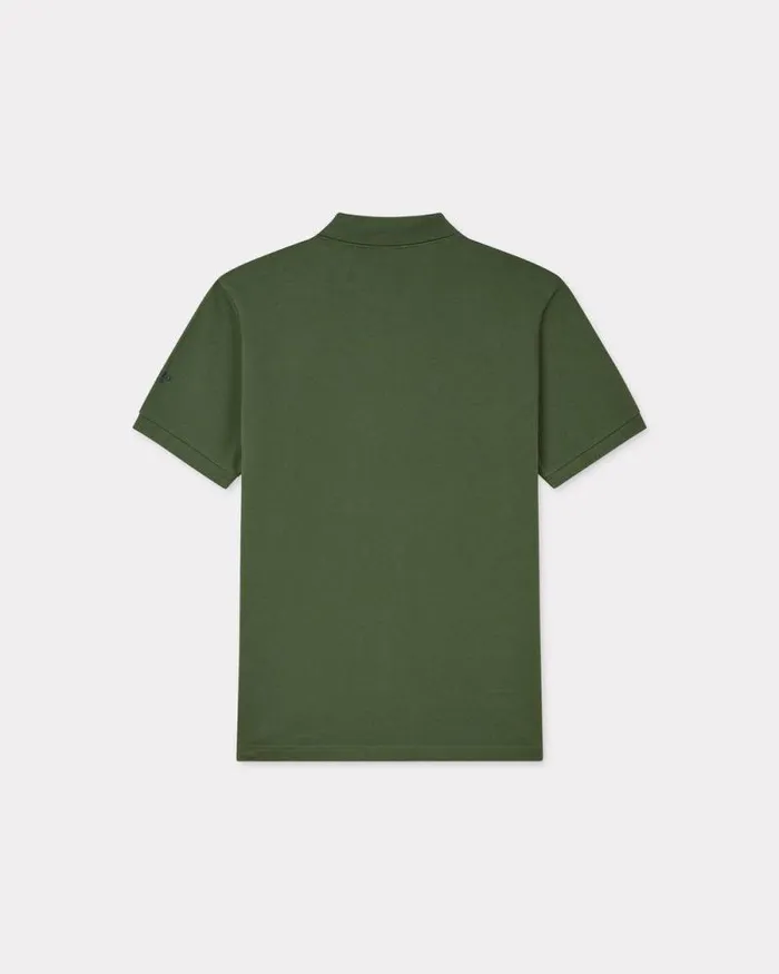 Men 039Boke Flower039 Embroidered Slim Polo In Cotton Dark Khaki Kenzo Tshirts And Polos