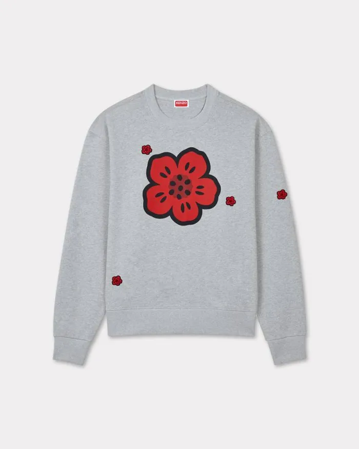 Men 039Boke Flower039 Embroidered Sweatshirt In Cotton Pearl Grey Kenzo Sweatshirts And Hoodies