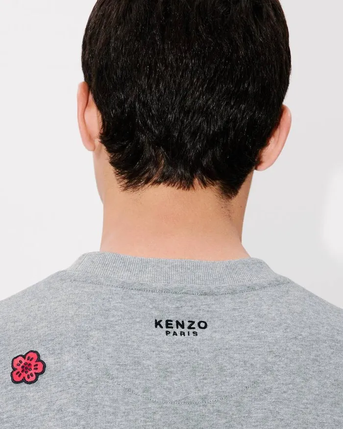 Men 039Boke Flower039 Embroidered Sweatshirt In Cotton Pearl Grey Kenzo Sweatshirts And Hoodies