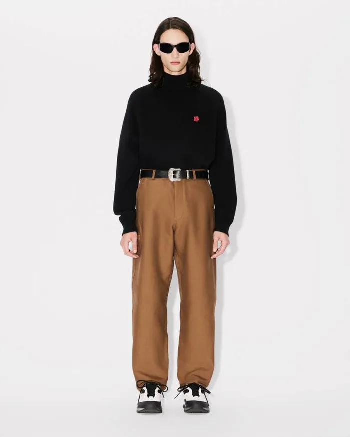 Men 039Boke Flower039 Embroidered Turtleneck Jumper In Wool Black Kenzo Sweaters And Cardigans