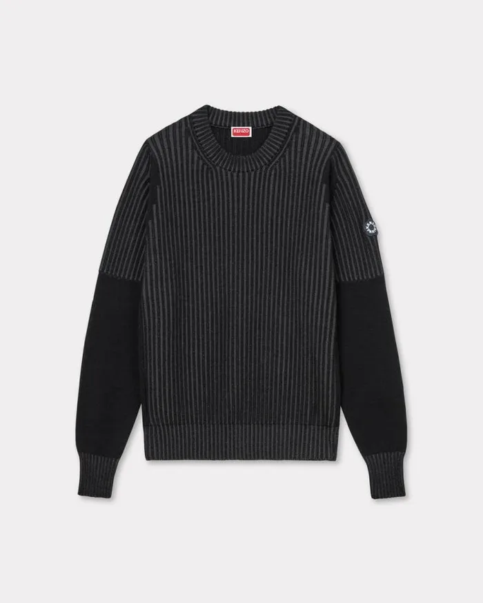 Men 039Boke Flower 20039 Embroidered Jumper In Wool And Cotton Black Kenzo Sweaters And Cardigans