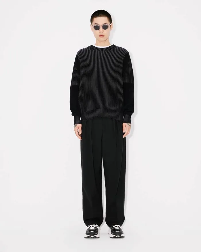 Men 039Boke Flower 20039 Embroidered Jumper In Wool And Cotton Black Kenzo Sweaters And Cardigans