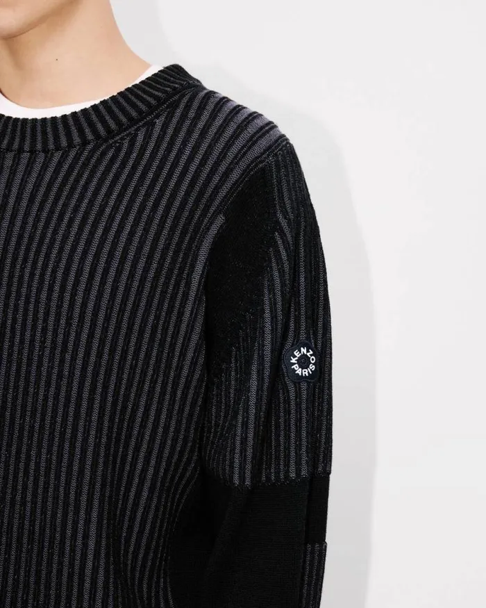 Men 039Boke Flower 20039 Embroidered Jumper In Wool And Cotton Black Kenzo Sweaters And Cardigans