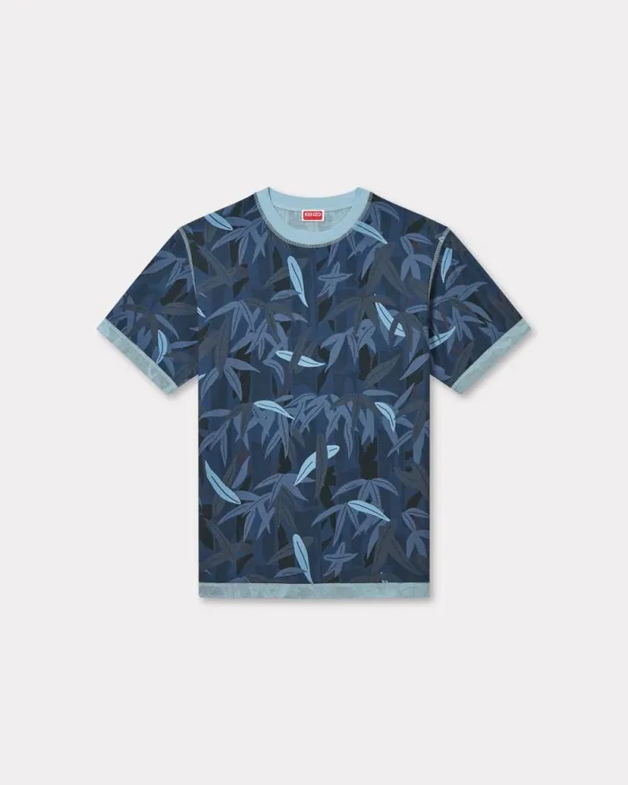 Men 039KENZO ChikuRin Camo039 Tshirt In Cotton Midnight Blue Kenzo Tshirts And Polos