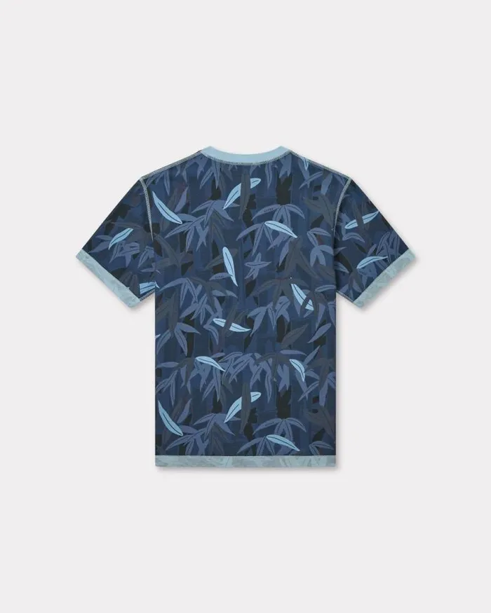 Men 039KENZO ChikuRin Camo039 Tshirt In Cotton Midnight Blue Kenzo Tshirts And Polos