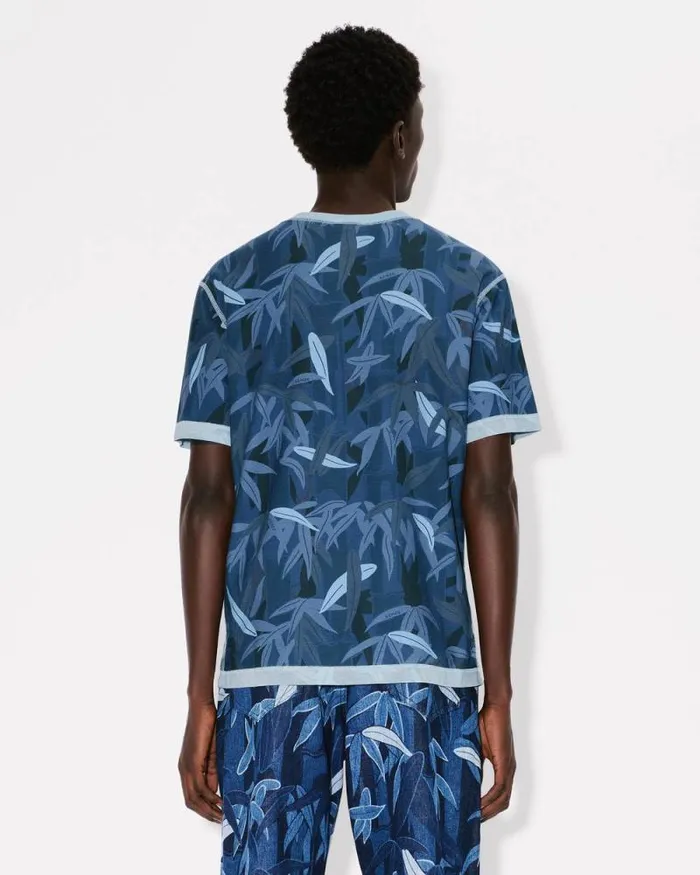 Men 039KENZO ChikuRin Camo039 Tshirt In Cotton Midnight Blue Kenzo Tshirts And Polos