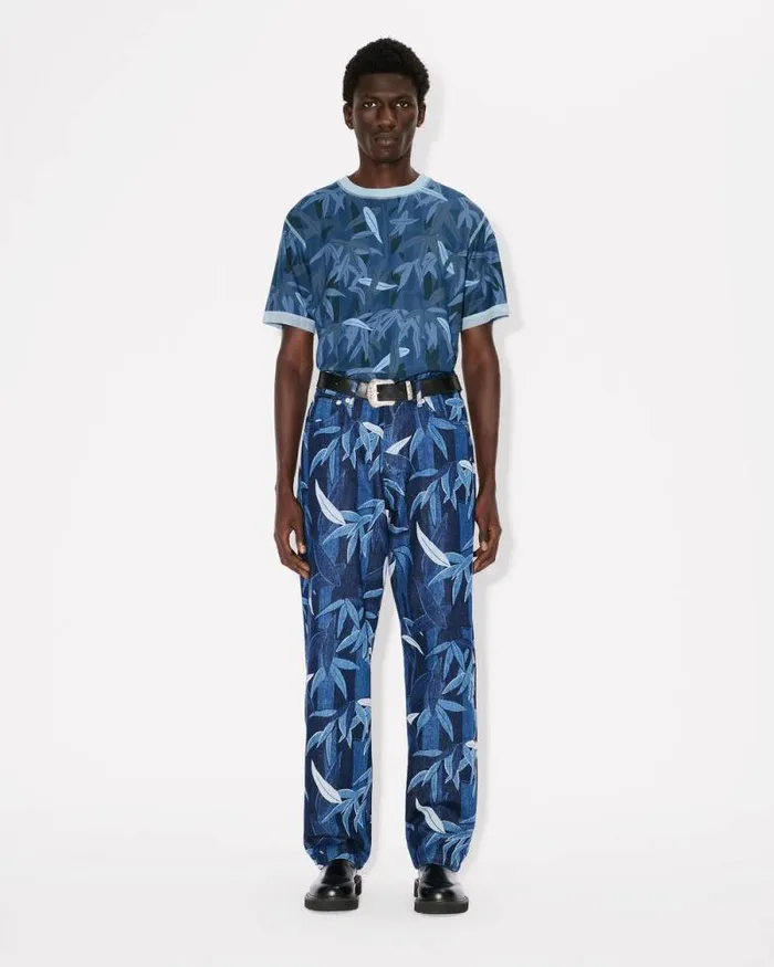 Men 039KENZO ChikuRin Camo039 Tshirt In Cotton Midnight Blue Kenzo Tshirts And Polos