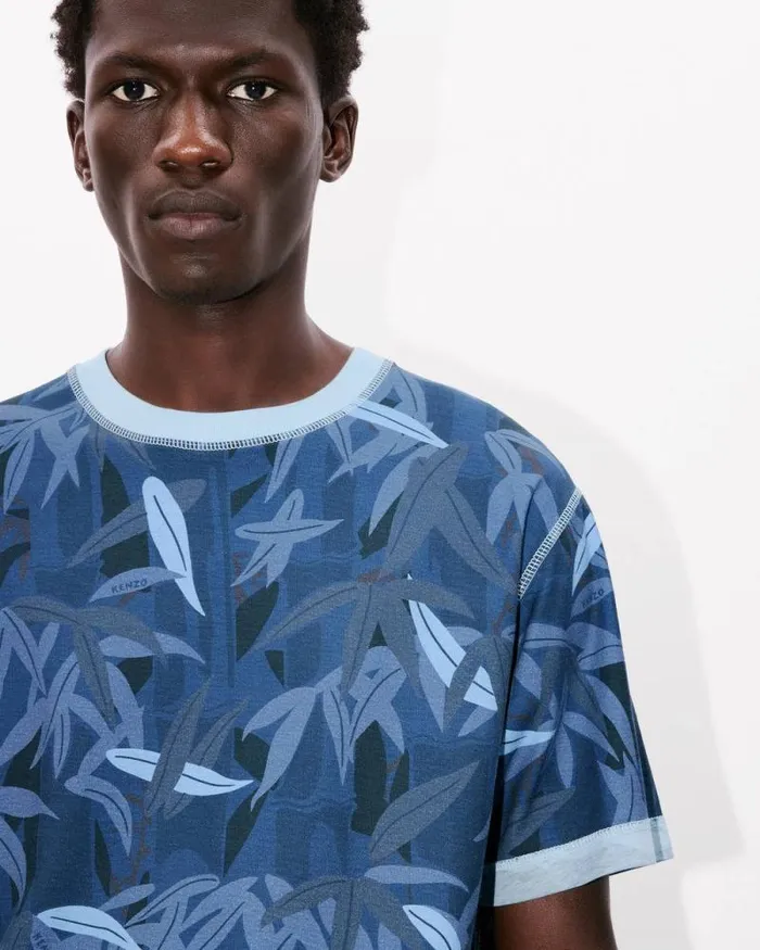 Men 039KENZO ChikuRin Camo039 Tshirt In Cotton Midnight Blue Kenzo Tshirts And Polos