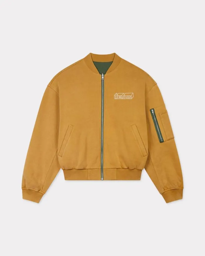 Men 039KENZO Kube039 Reversible Bomber Dark Camel Kenzo Jackets And Coats