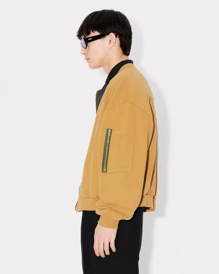 Men 039KENZO Kube039 Reversible Bomber Dark Camel Kenzo Jackets And Coats