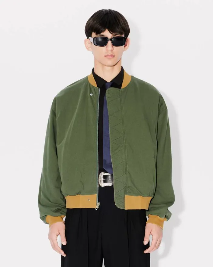 Men 039KENZO Kube039 Reversible Bomber Dark Camel Kenzo Jackets And Coats