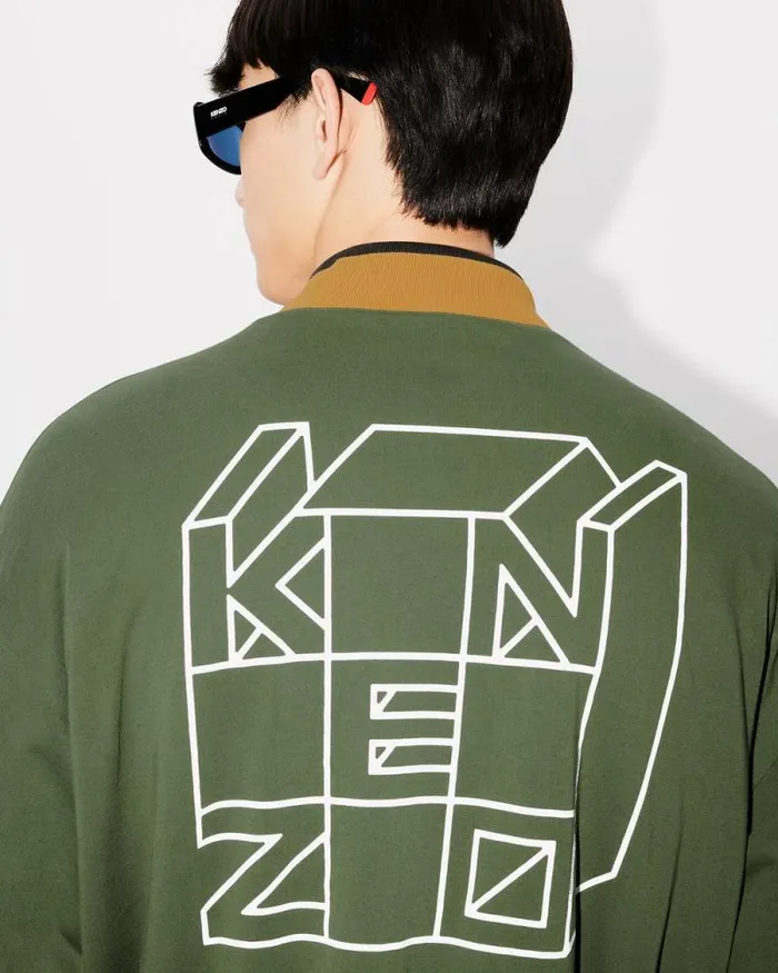 Men 039KENZO Kube039 Reversible Bomber Dark Camel Kenzo Jackets And Coats
