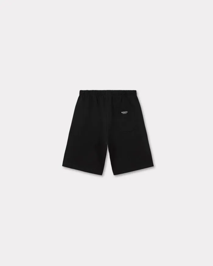 Men 039KENZO Pop039 Embroidered Short In Cotton Black Kenzo Pants And Shorts