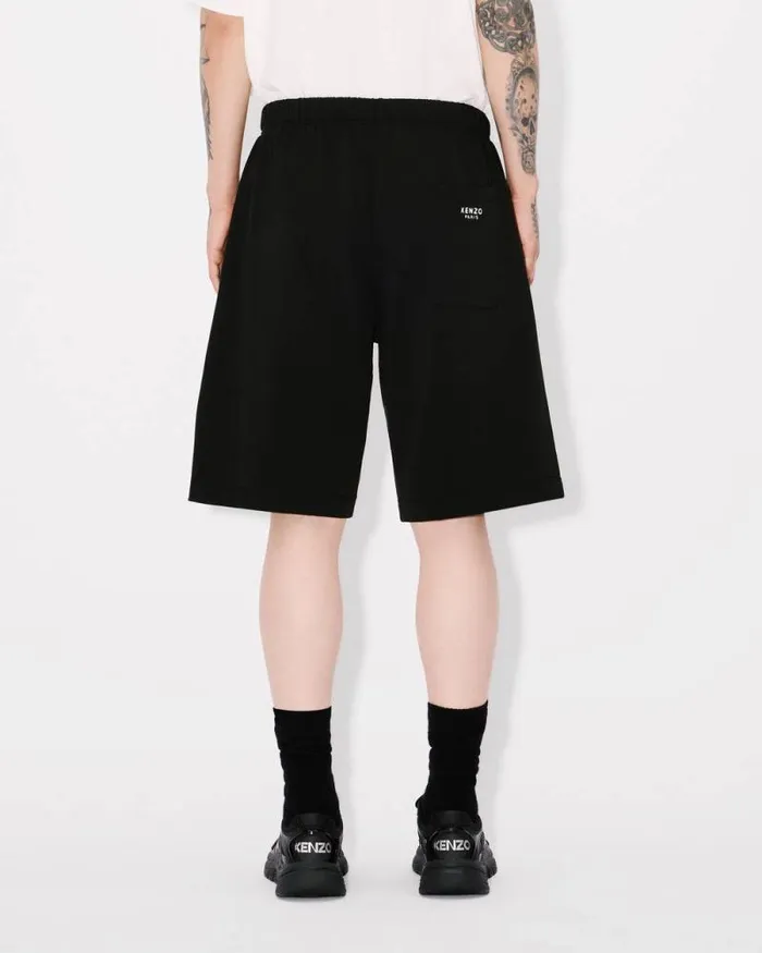 Men 039KENZO Pop039 Embroidered Short In Cotton Black Kenzo Pants And Shorts