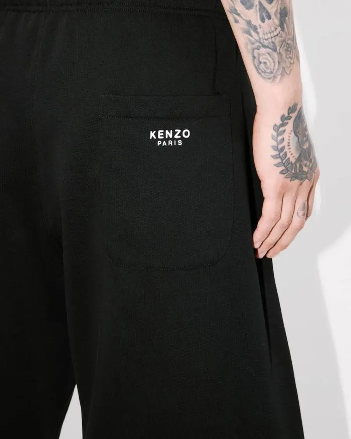 Men 039KENZO Pop039 Embroidered Short In Cotton Black Kenzo Pants And Shorts