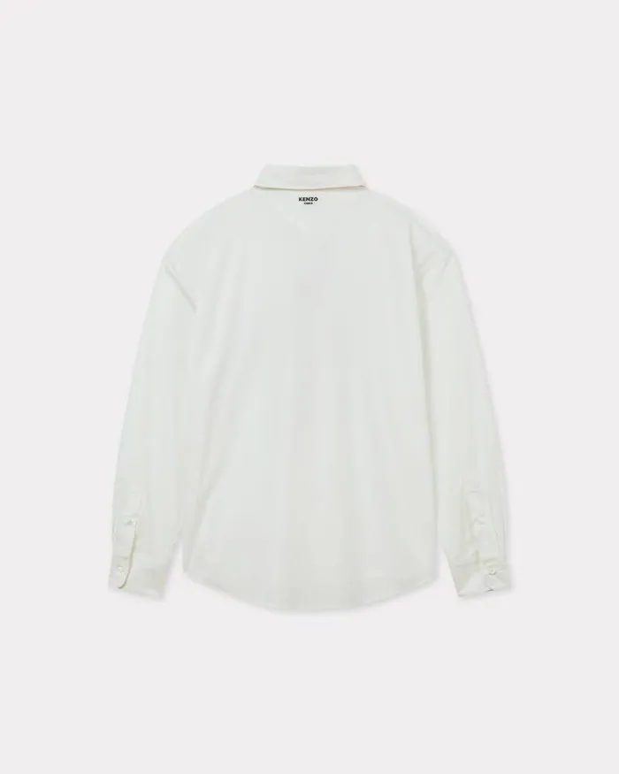 Men 039KENZO Pop039 Printed Casual Poplin Shirt White Kenzo Shirts