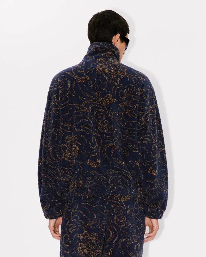 Men 039KENZO Star Tiger039 Embroidered Jacket Blue Black Kenzo Jackets And Coats