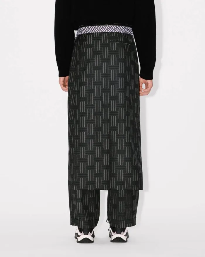 Men 039KENZO Weave039 Apron In Wool And Cotton Black Kenzo Pants And Shorts