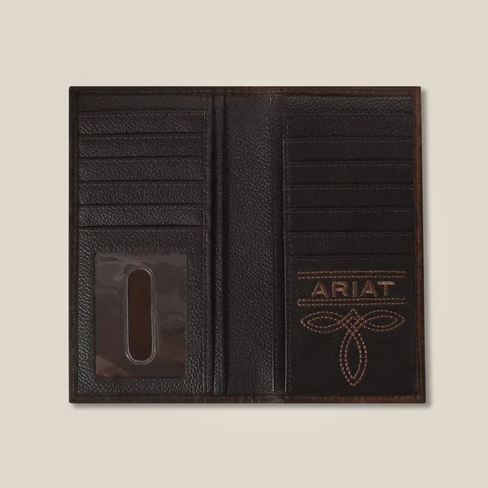 Men Bags and Wallets Ariat Mexico Logo Rodeo Wallet Brown